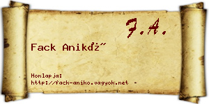 Fack Anikó névjegykártya